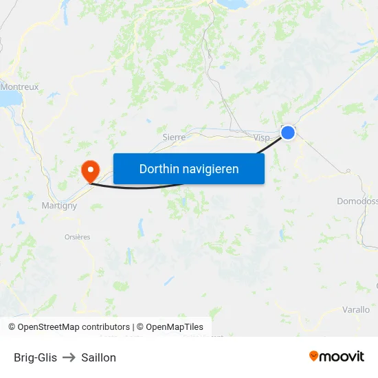 Brig-Glis to Saillon map