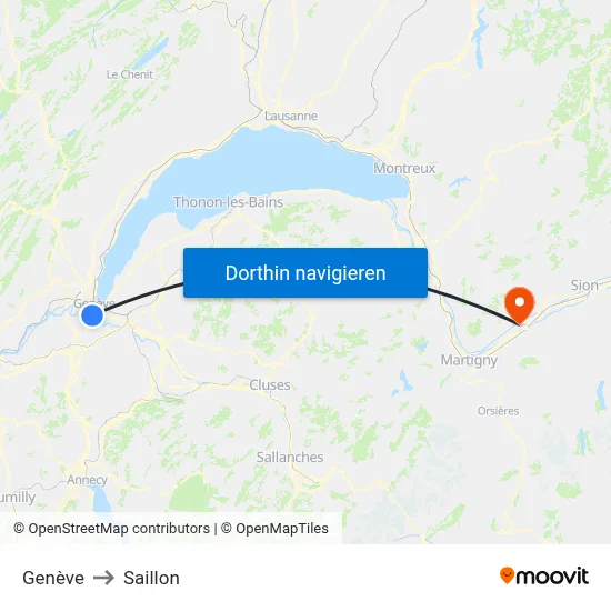 Genève to Saillon map