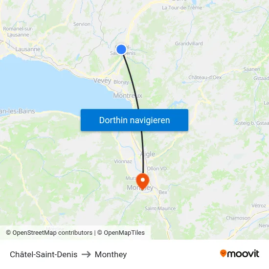 Châtel-Saint-Denis to Monthey map