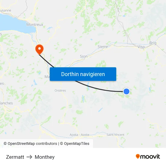 Zermatt to Monthey map