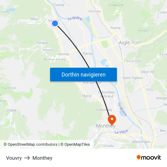 Vouvry to Monthey map