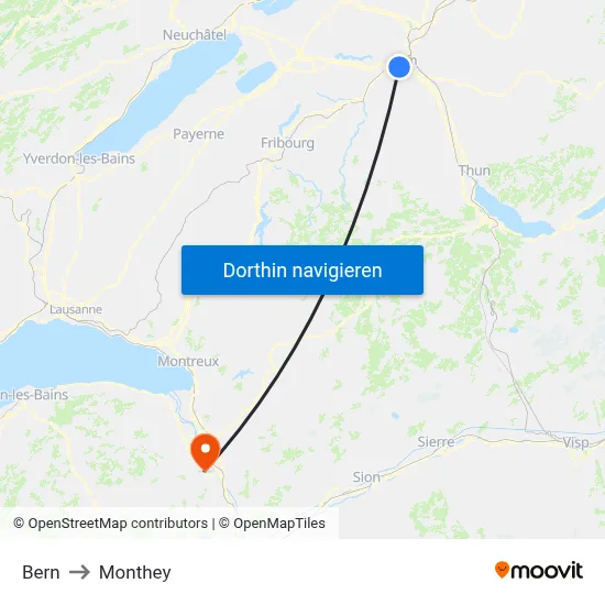 Bern to Monthey map