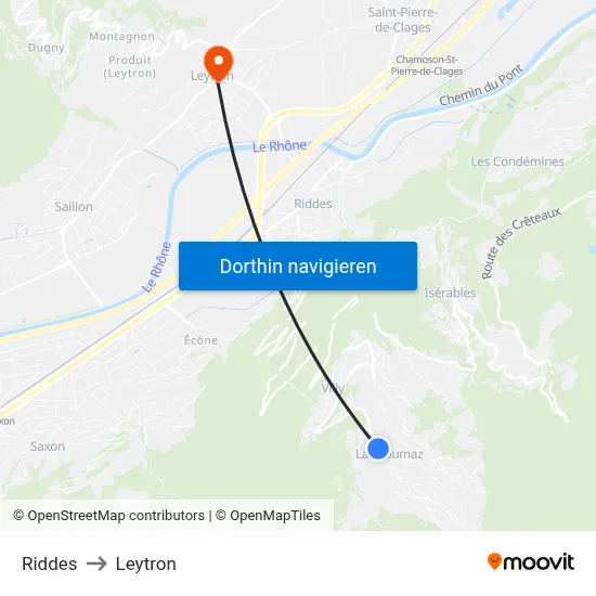 Riddes to Leytron map