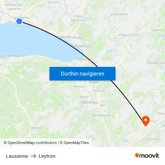 Lausanne to Leytron map