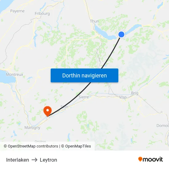 Interlaken to Leytron map