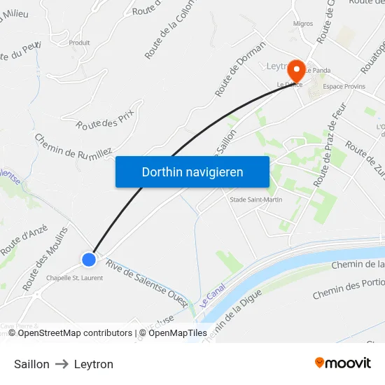 Saillon to Leytron map