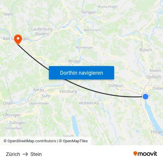 Zürich to Stein map