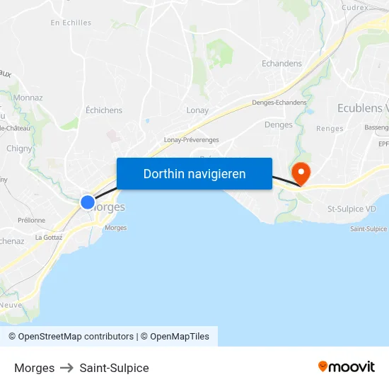 Morges to Saint-Sulpice map