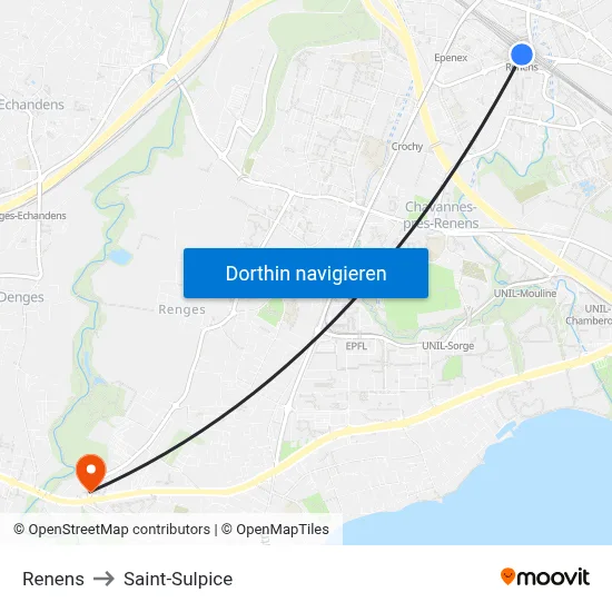 Renens to Saint-Sulpice map