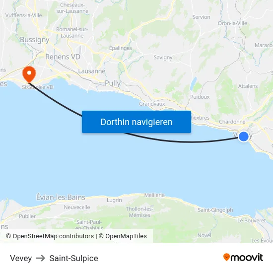 Vevey to Saint-Sulpice map