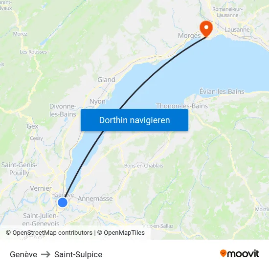 Genève to Saint-Sulpice map