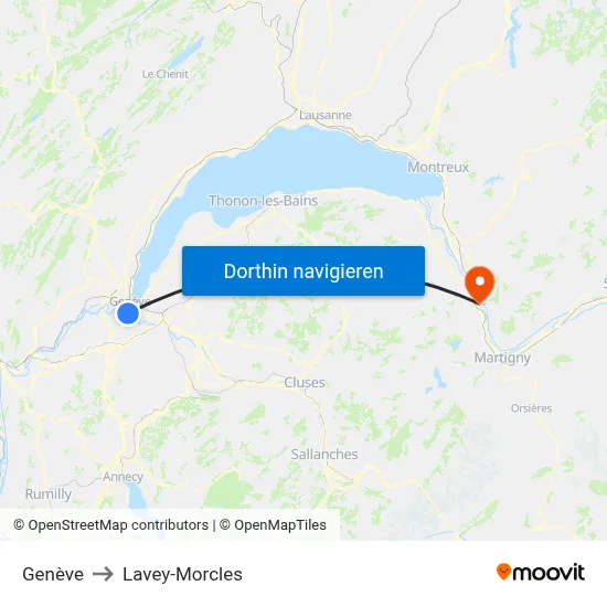 Genève to Lavey-Morcles map