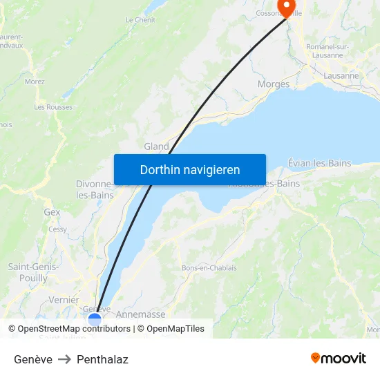 Genève to Penthalaz map