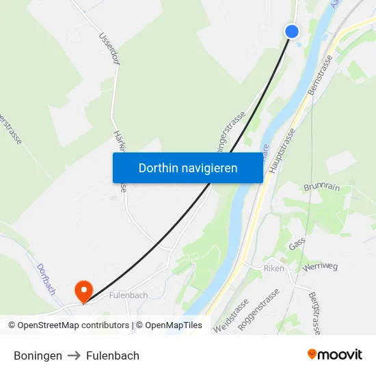 Boningen to Fulenbach map
