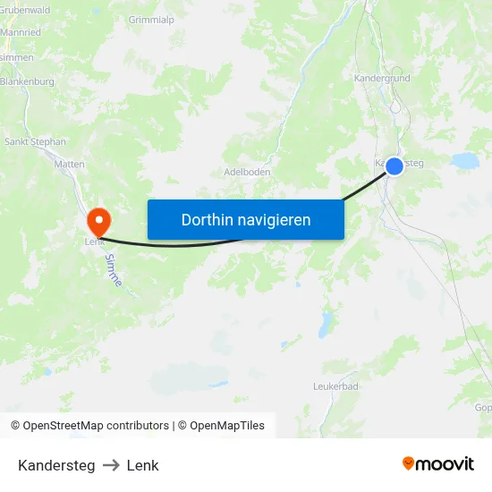 Kandersteg to Lenk map
