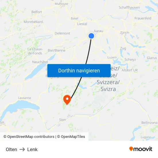 Olten to Lenk map