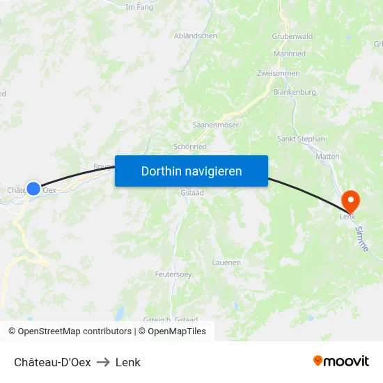 Château-D'Oex to Lenk map