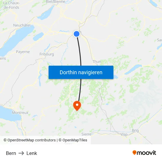 Bern to Lenk map