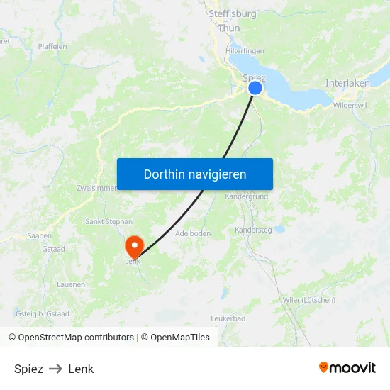 Spiez to Lenk map