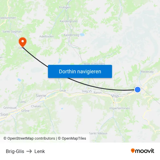 Brig-Glis to Lenk map