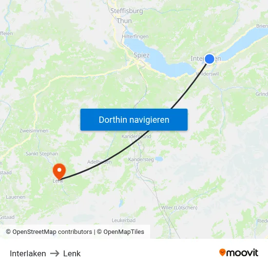 Interlaken to Lenk map