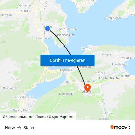 Horw to Stans map
