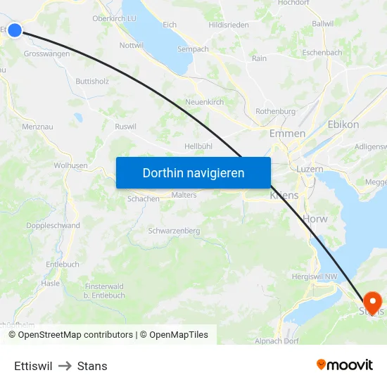 Ettiswil to Stans map