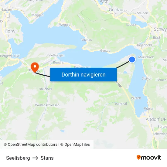 Seelisberg to Stans map