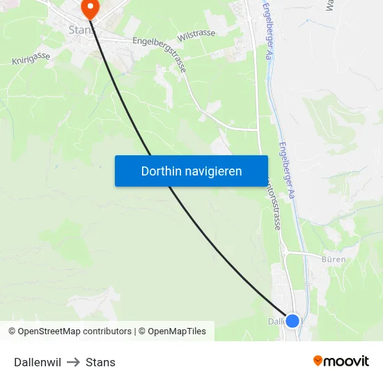 Dallenwil to Stans map