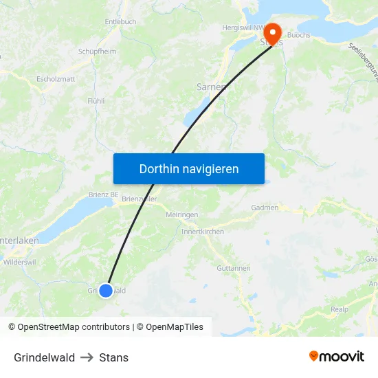 Grindelwald to Stans map