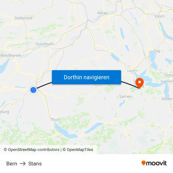 Bern to Stans map