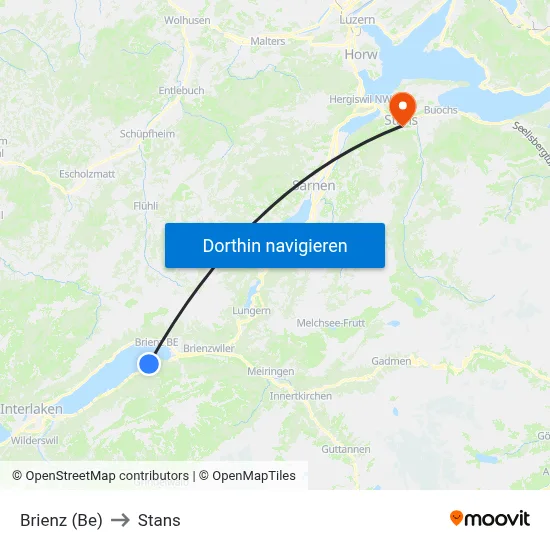 Brienz (Be) to Stans map