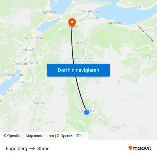 Engelberg to Stans map