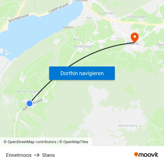 Ennetmoos to Stans map