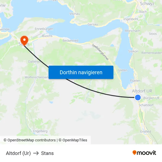 Altdorf (Ur) to Stans map