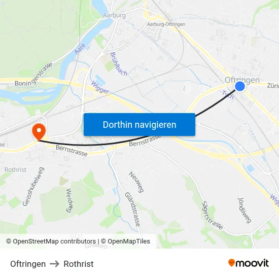 Oftringen to Rothrist map