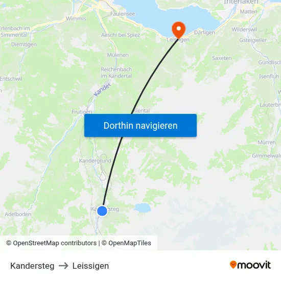 Kandersteg to Leissigen map