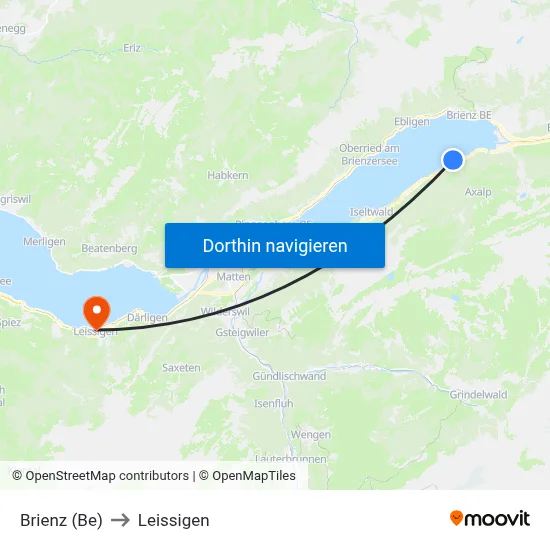 Brienz (Be) to Leissigen map