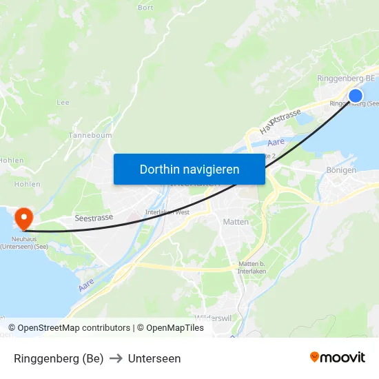 Ringgenberg (Be) to Unterseen map