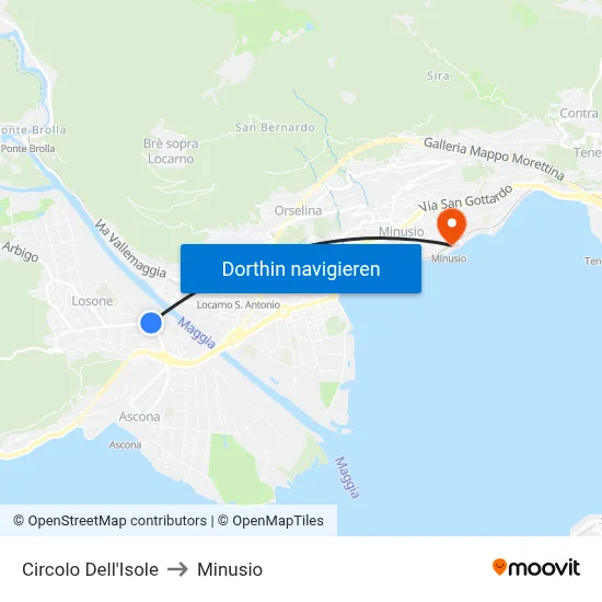 Circolo Dell'Isole to Minusio map