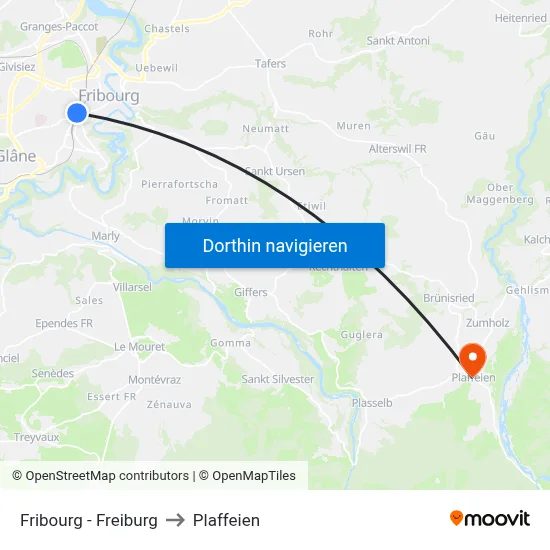 Fribourg - Freiburg to Plaffeien map