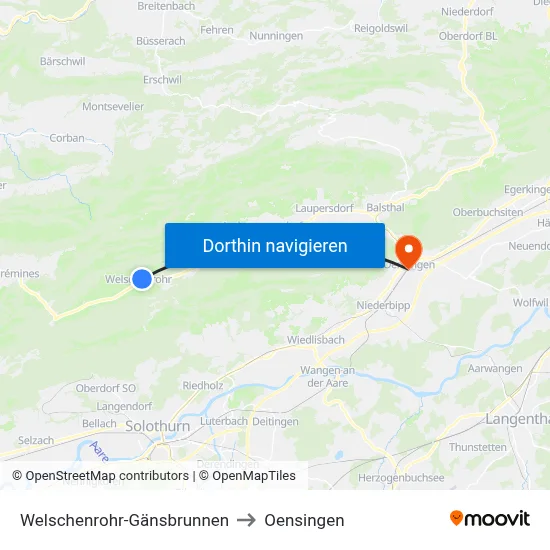 Welschenrohr-Gänsbrunnen to Oensingen map