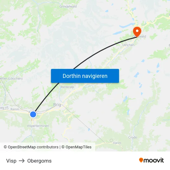 Visp to Obergoms map