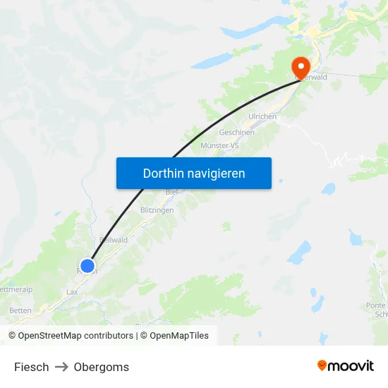 Fiesch to Obergoms map