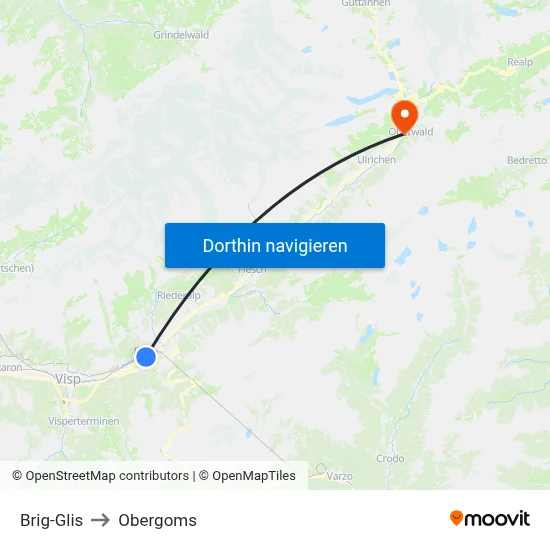 Brig-Glis to Obergoms map
