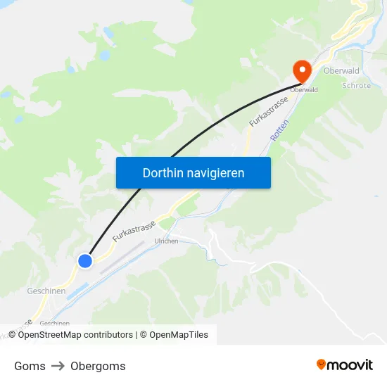 Goms to Obergoms map