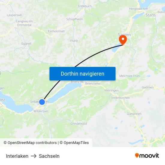 Interlaken to Sachseln map
