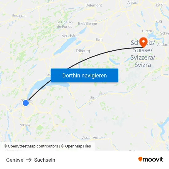 Genève to Sachseln map