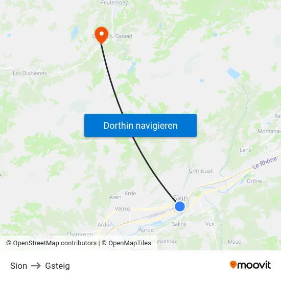 Sion to Gsteig map