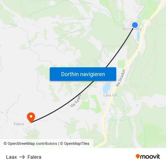 Laax to Falera map